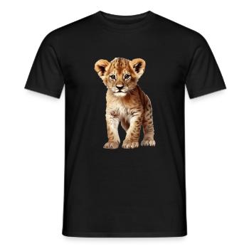 Young Lion - Loving lion cub design - Men's T-Shirt - black - Front - AI Model Male 178 light (178cm)