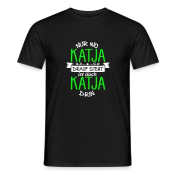 KATJA die Echte - Männer T-Shirt - Schwarz - Vorne - AI Model Male 178 light (178cm)