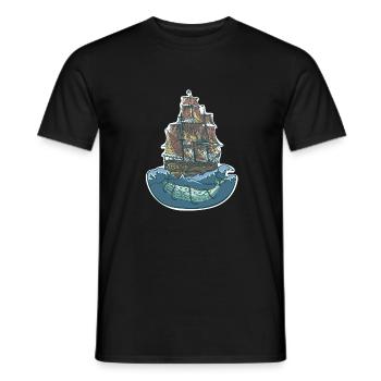 Whale ship - sailing ship - Men's T-Shirt - black - Front - AI Model Male 178 light (178cm)