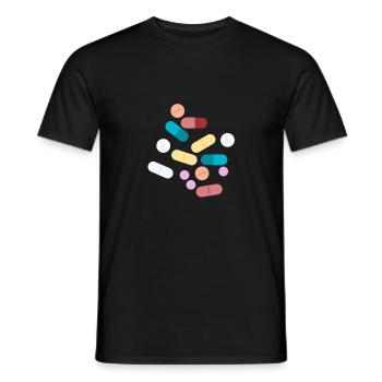 Farbige Pillen - Männer T-Shirt - Schwarz - Vorne - AI Model Male 178 light (178cm)
