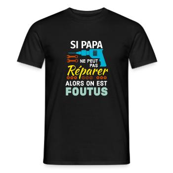 Papa réparateur - T-shirt homme - noir - Devant - AI Model Male 178 light (178cm)