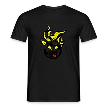 football cartoon face flame - Men's T-Shirt - black - Front - AI Model Male 178 light (178cm)