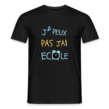 J peux pas j ai école -T shirt spécial rentrée fun - T-shirt homme - noir - Devant - AI Model Male 178 light (178cm)