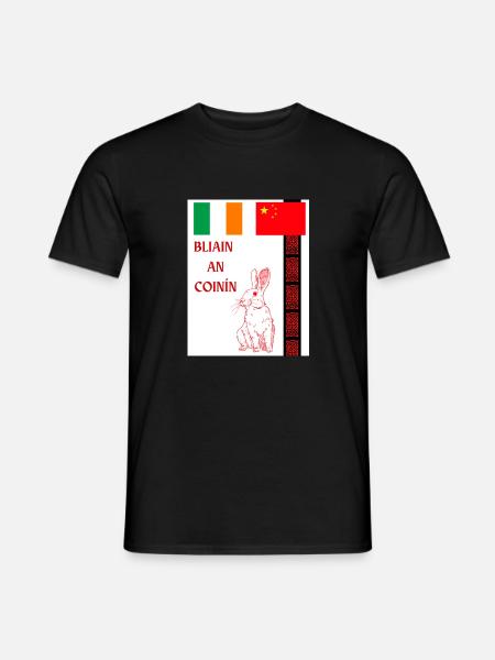 BLIAIN AN COINÍN, Année du Lapin en irlandais - T-shirt homme - noir