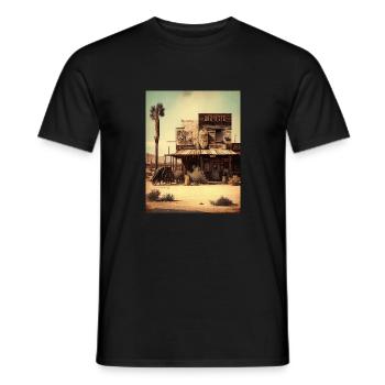 Retro-Cowboy-Dorf - Männer T-Shirt - Schwarz - Vorne - AI Model Male 178 light (178cm)