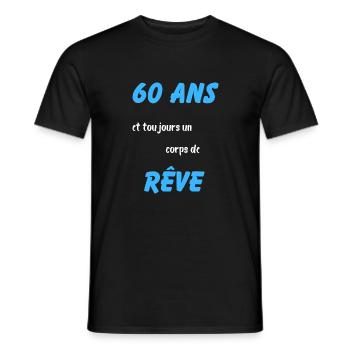60 ans et toujours un corps de rêve - T-shirt homme - noir - Devant - AI Model Male 178 light (178cm)