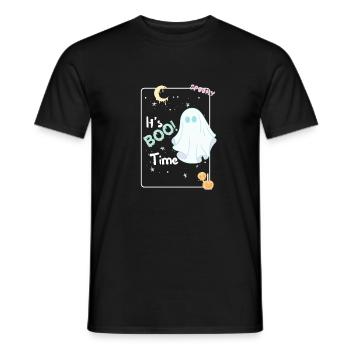 It's Boo Time! Halloween Ghost Spooky T-Shirt Unis - Men's T-Shirt - black - Front - AI Model Male 178 light (178cm)