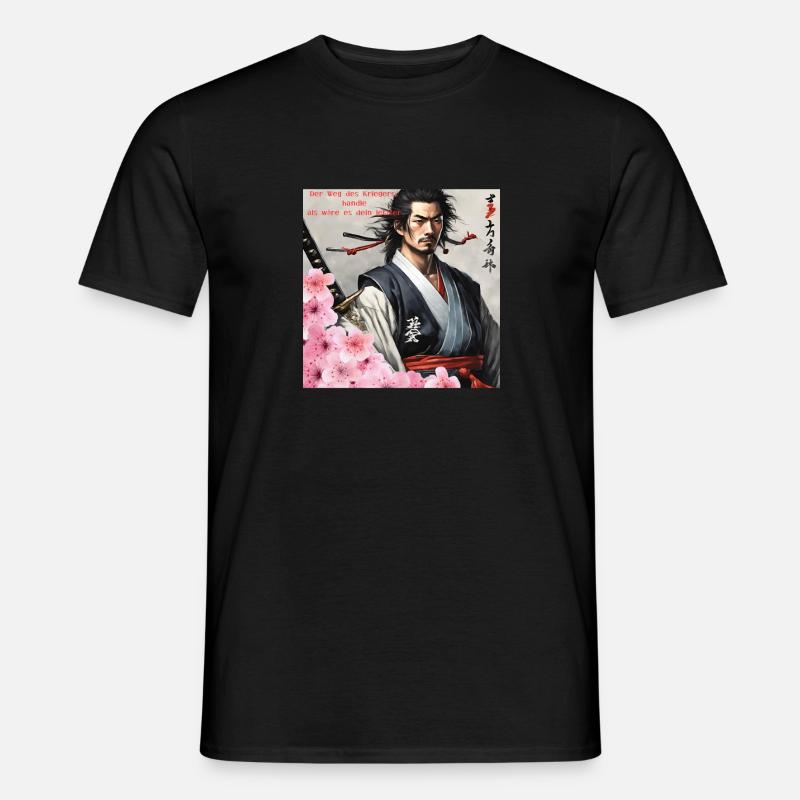 Japanischer Samurai Krieger Kirchblüten - Männer T-Shirt - Schwarz