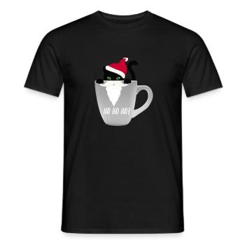 Weihnachten Kater Weihnachtsmütze Bart Lustig - Männer T-Shirt - Schwarz - Vorne - AI Model Male 178 light (178cm)