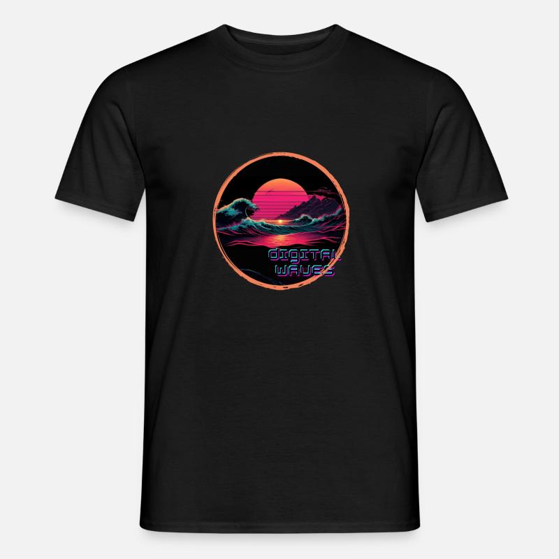 Digital Waves - Männer T-Shirt - Schwarz