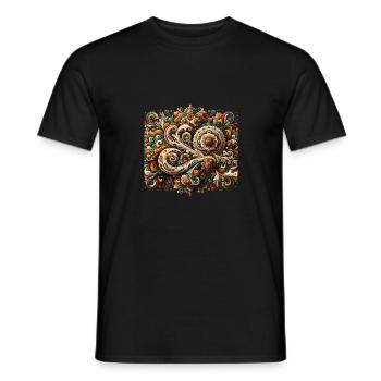 motif géométrique floral inspiré d'art traditionne - T-shirt homme - noir - Devant - AI Model Male 178 light (178cm)