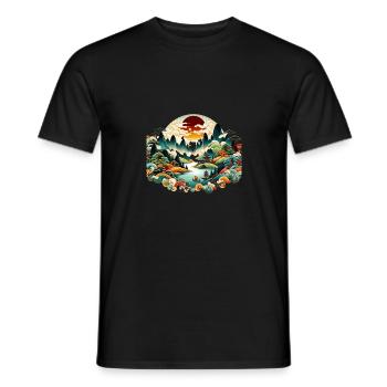 Vibrant Chinese Folk Landscape - Men's T-Shirt - black - Front - AI Model Male 178 light (178cm)
