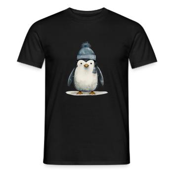 Puppy Penguin Tee: Adorable Antarctic Playfulness - Men's T-Shirt - black - Front - AI Model Male 178 light (178cm)