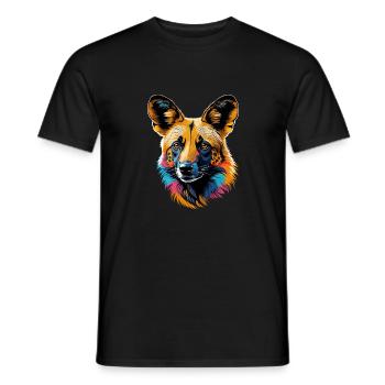 African wild dog - Men's T-Shirt - black - Front - AI Model Male 178 light (178cm)