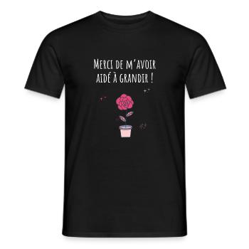 Merci de m’avoir aidé à grandir -cadeau nounou - T-shirt homme - noir - Devant - AI Model Male 178 light (178cm)
