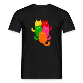 Colorful bunch of cats - Men's T-Shirt - black - Front - AI Model Male 178 light (178cm)