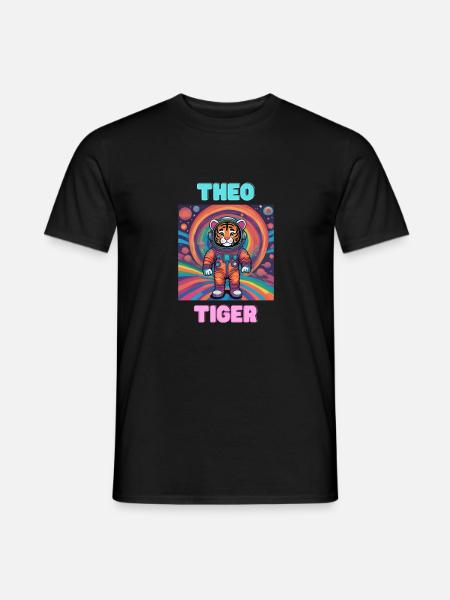 Theo Tiger - Männer T-Shirt - Schwarz