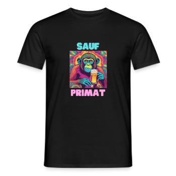 Drinking Primate - Men's T-Shirt - black - Front - AI Model Male 178 light (178cm)