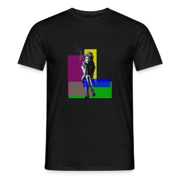 Urban Chic : fille inspirée de Banksy - T-shirt homme - noir - Devant - AI Model Male 178 light (178cm)
