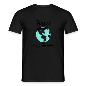 travel is my therapy - Men's T-Shirt - black - Front - AI Model Male 178 light (178cm)