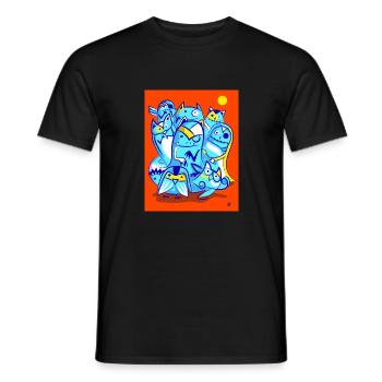 Spooky family cartoons - Men's T-Shirt - black - Front - AI Model Male 178 light (178cm)