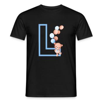 Blue Letter L Bear - Men's T-Shirt - black - Front - AI Model Male 178 light (178cm)