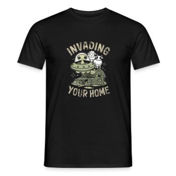 Aliens UFO Invading Your Home - Men's T-Shirt - black - Front - AI Model Male 178 light (178cm)