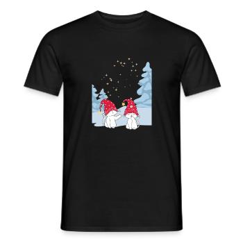 Sweet Winter Cats Love - Cat Love in the Snow - Men's T-Shirt - black - Front - AI Model Male 178 light (178cm)