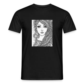 Abstract portrait - Men's T-Shirt - black - Front - AI Model Male 178 light (178cm)