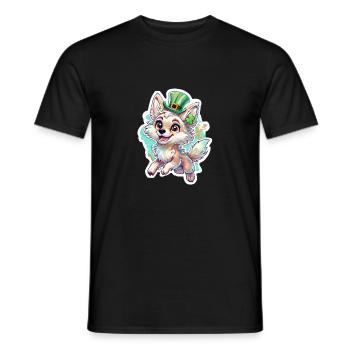 St. Patrick's Day Fox - Men's T-Shirt - black - Front - AI Model Male 178 light (178cm)