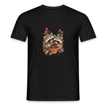Adorable Raccoons and Berries - Men's T-Shirt - black - Front - AI Model Male 178 light (178cm)
