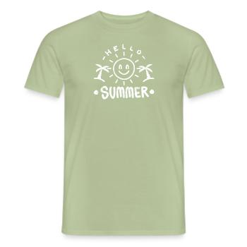 HALLO SOMMER SONNE PALMEN REISEN EIS SPRÜCHE MOTIV - Männer T-Shirt - Sage - Vorne - AI Model Male 178 light (178cm)
