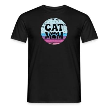 MAMAN MAMAN MAMAN CHATS PUSSY MEOW SHIRT DISANT MOTIF - T-shirt homme - noir - Devant - AI Model Male 178 light (178cm)