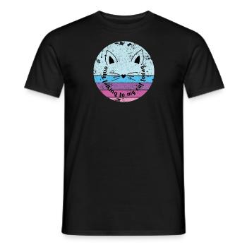 NE PARLEZ QU’AVEC MON CHAT DRÔLE DE BLAGUE DISANT MOTIF - T-shirt homme - noir - Devant - AI Model Male 178 light (178cm)