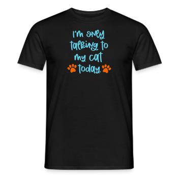 JE NE PARLE QU’À MON CHAT MIAULEMENT EN DISANT MOTIF - T-shirt homme - noir - Devant - AI Model Male 178 light (178cm)