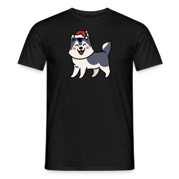 Husky Père Noël Chien Malamute - T-shirt homme - noir - Devant - AI Model Male 178 light (178cm)