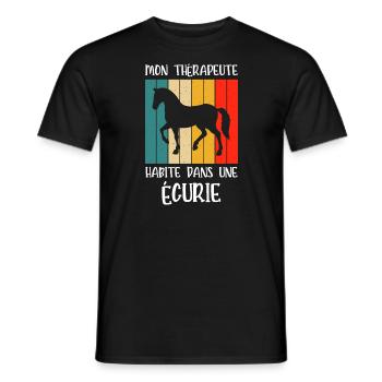 mon thérapeute habite une écurie - T-shirt homme - noir - Devant - AI Model Male 178 light (178cm)