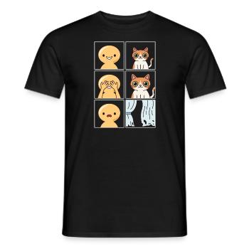 Cats Destroyed Curtains Design for Cat Fans - Men's T-Shirt - black - Front - AI Model Male 178 light (178cm)