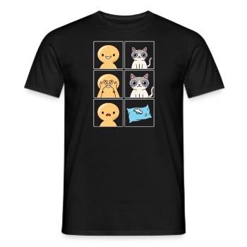 Conception cassée d’oreiller de chat pour les propriétaires de chats - T-shirt homme - noir - Devant - AI Model Male 178 light (178cm)