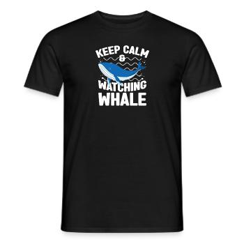 Keep Calm & Watching Whale Marine Aquarist gift - Männer T-Shirt - Schwarz - Vorne - AI Model Male 178 light (178cm)