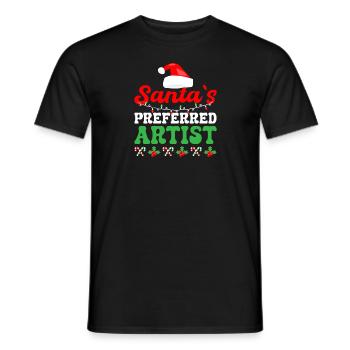 Funny Art Painter Santa ́s Preferred Artist Drawing - Men's T-Shirt - black - Front - AI Model Male 178 light (178cm)