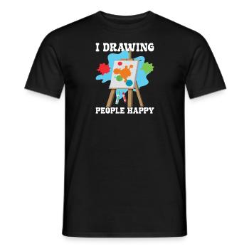 Drôle Art Peintre Dessin Gens Heureux Artiste Cadeau - T-shirt homme - noir - Devant - AI Model Male 178 light (178cm)