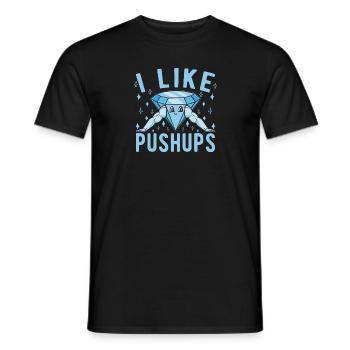 Fitness Fanatics I Like Pushups Calisthenics Gym - Men's T-Shirt - black - Front - AI Model Male 178 light (178cm)