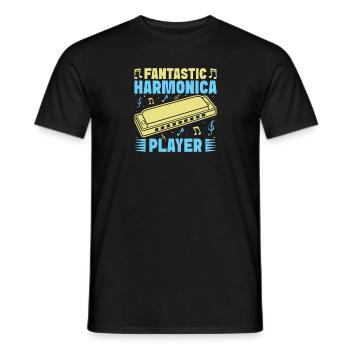 Funny Harmonica Player Fantastic Player Harmonica - Männer T-Shirt - Schwarz - Vorne - AI Model Male 178 light (178cm)