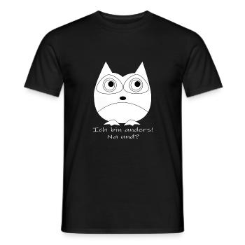 Eule Ich bin anders weiss - Männer T-Shirt - Schwarz - Vorne - AI Model Male 178 light (178cm)