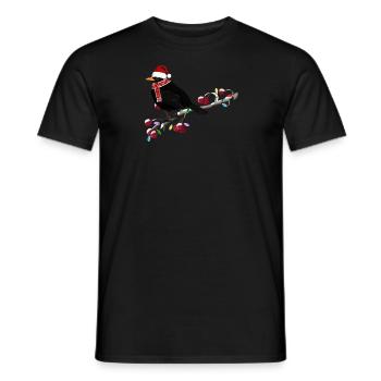 Blackbird fairy lights bird on a branch bird lover - Men's T-Shirt - black - Front - AI Model Male 178 light (178cm)
