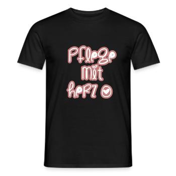 Pflege mit Herz - Männer T-Shirt - Schwarz - Vorne - AI Model Male 178 light (178cm)