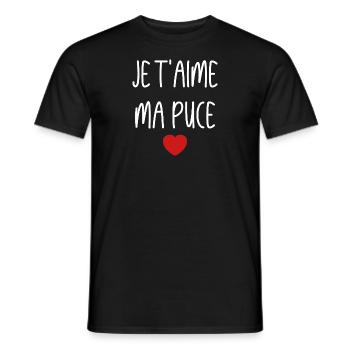 je t'aime ma puce - T-shirt homme - noir - Devant - AI Model Male 178 light (178cm)