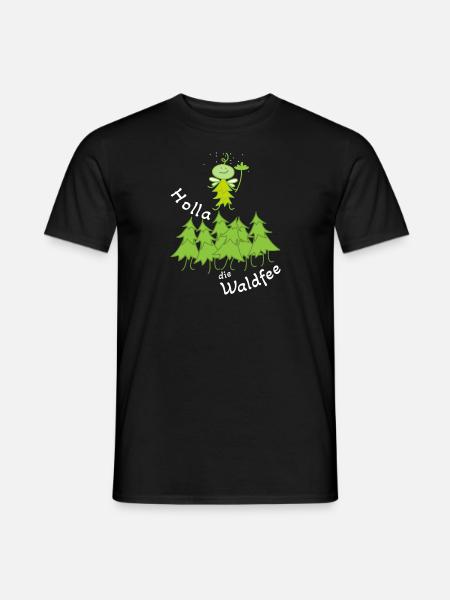 Lustige Fee im Wald Waldfee - Männer T-Shirt - Schwarz