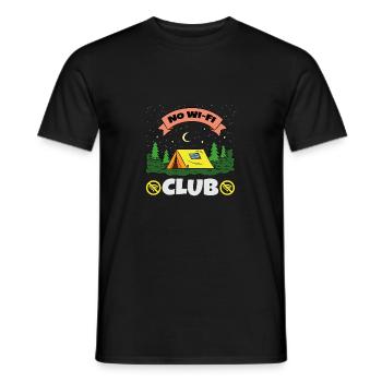 No Wifi Club outdoor camping trip - Men's T-Shirt - black - Front - AI Model Male 178 light (178cm)
